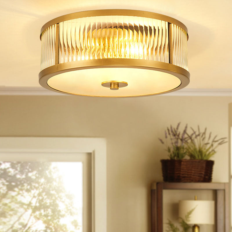 Traditionelle Trommel-Unterputz-Deckenleuchte, transparente Glas-Unterputz-Deckenleuchten für Schlafzimmer