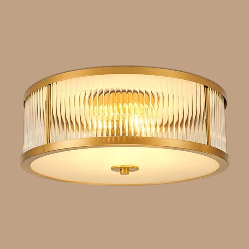 Traditionelle Trommel-Unterputz-Deckenleuchte, transparente Glas-Unterputz-Deckenleuchten für Schlafzimmer