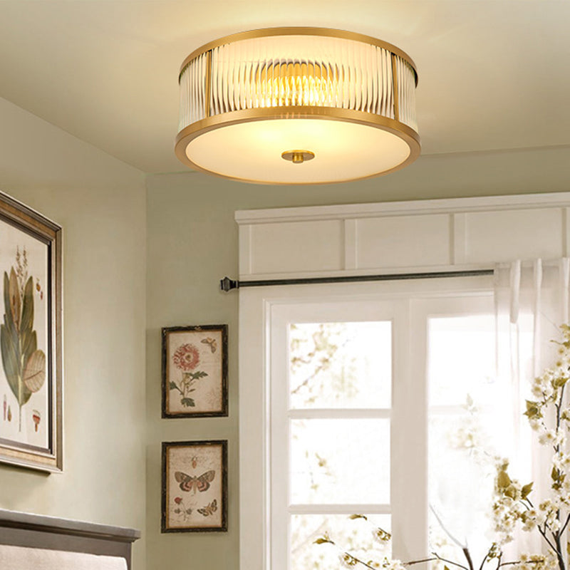 Traditionelle Trommel-Unterputz-Deckenleuchte, transparente Glas-Unterputz-Deckenleuchten für Schlafzimmer