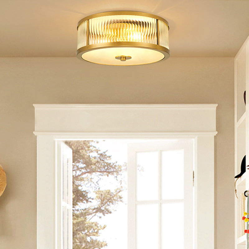 Traditionelle Trommel-Unterputz-Deckenleuchte, transparente Glas-Unterputz-Deckenleuchten für Schlafzimmer