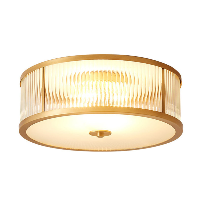 Traditionelle Trommel-Unterputz-Deckenleuchte, transparente Glas-Unterputz-Deckenleuchten für Schlafzimmer