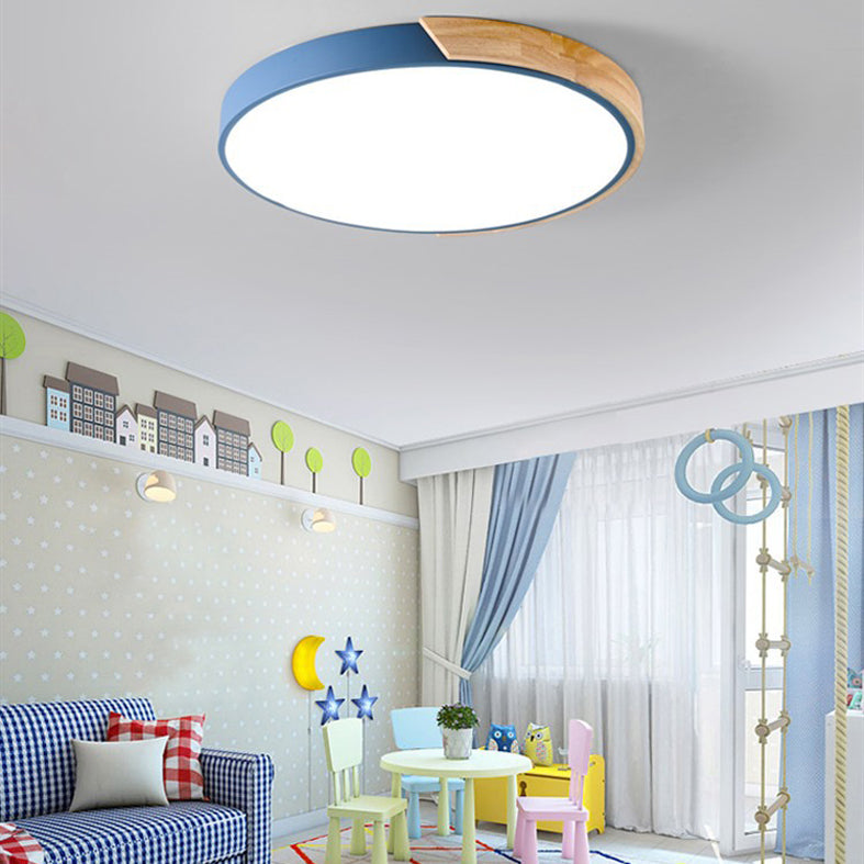Round Flush Light Fixtures Macaron Simplicity Acrylic Ceiling Light Fixtures for Bedroom