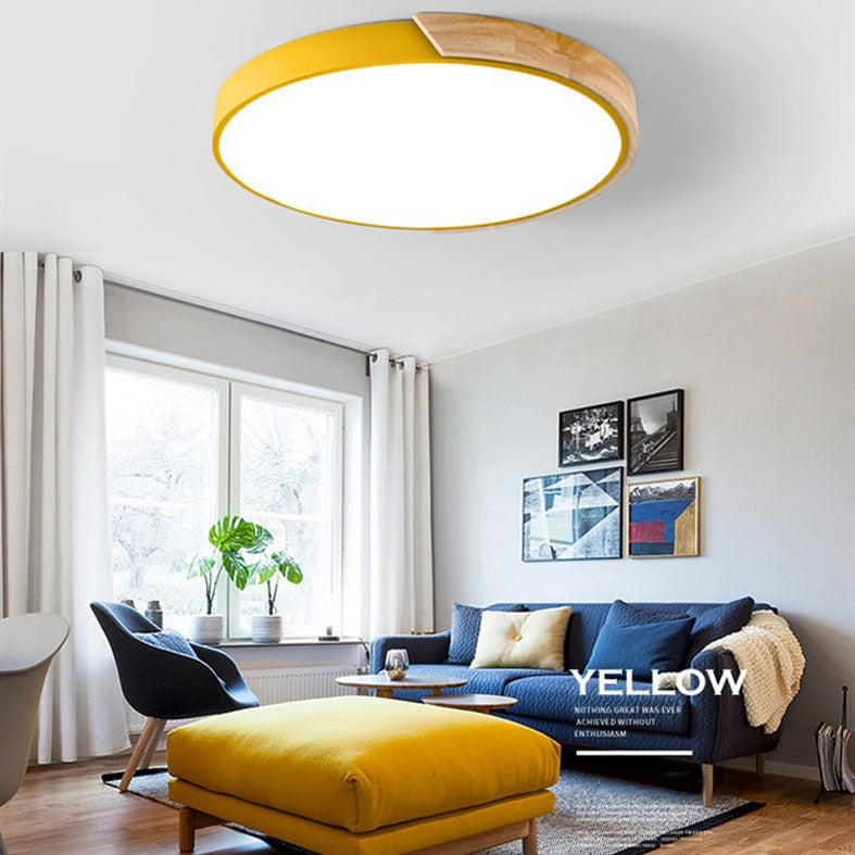 Round Flush Light Fixtures Macaron Simplicity Acrylic Ceiling Light Fixtures for Bedroom