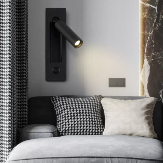 Luz de pared LED de estilo LED de estilo moderno Lámpara de lectura cilíndrica de cabecilla con interruptor independiente