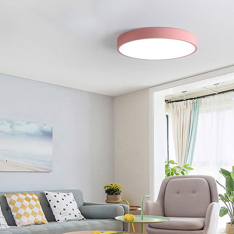 Nordic Flush Mount Ceiling Light Modern Minimalist Living Room Study Personality LED Ultra-thin Macaron Style Lamps