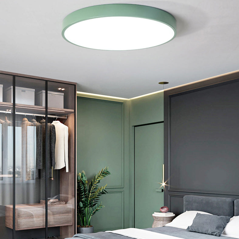 Round Flush Light Fixtures Macaron Simplicity Acrylic Ceiling Light Fixtures for Bedroom