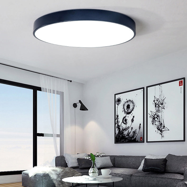 Round Flush Light Fixtures Macaron Simplicity Acrylic Ceiling Light Fixtures for Bedroom