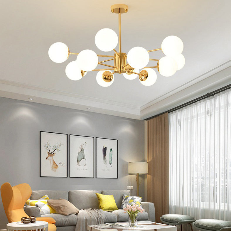 Modern Simplicity Round Ceiling Chandelier Milk Glass Hanging Light for Living Room