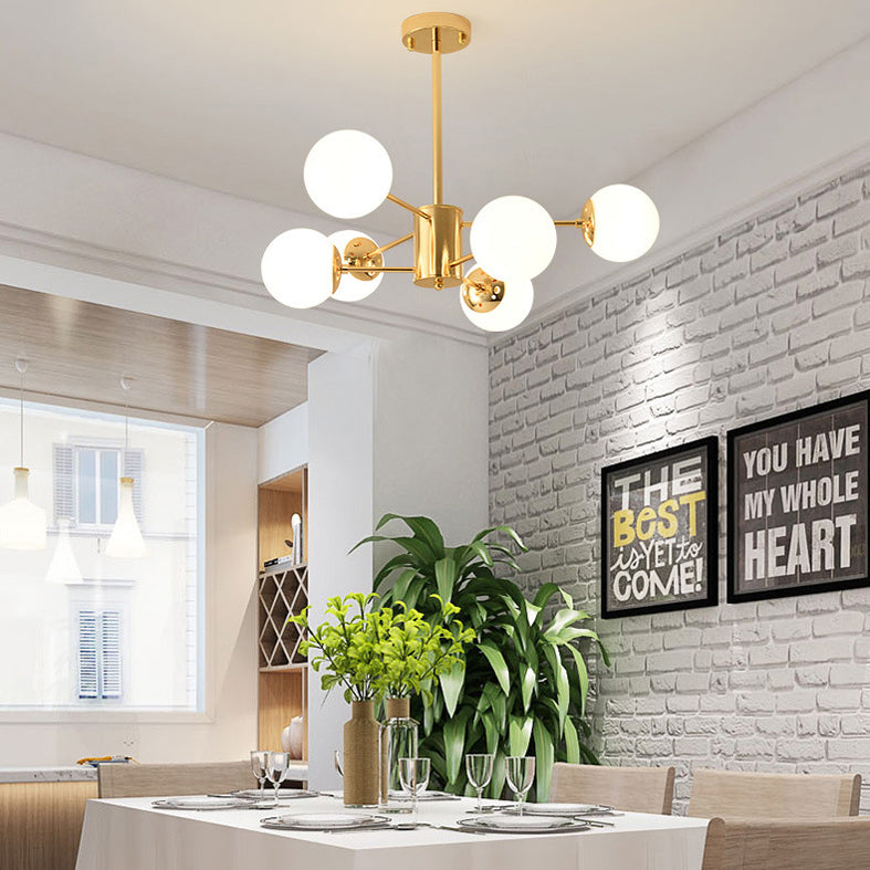 Modern Simplicity Round Ceiling Chandelier Milk Glass Hanging Light for Living Room