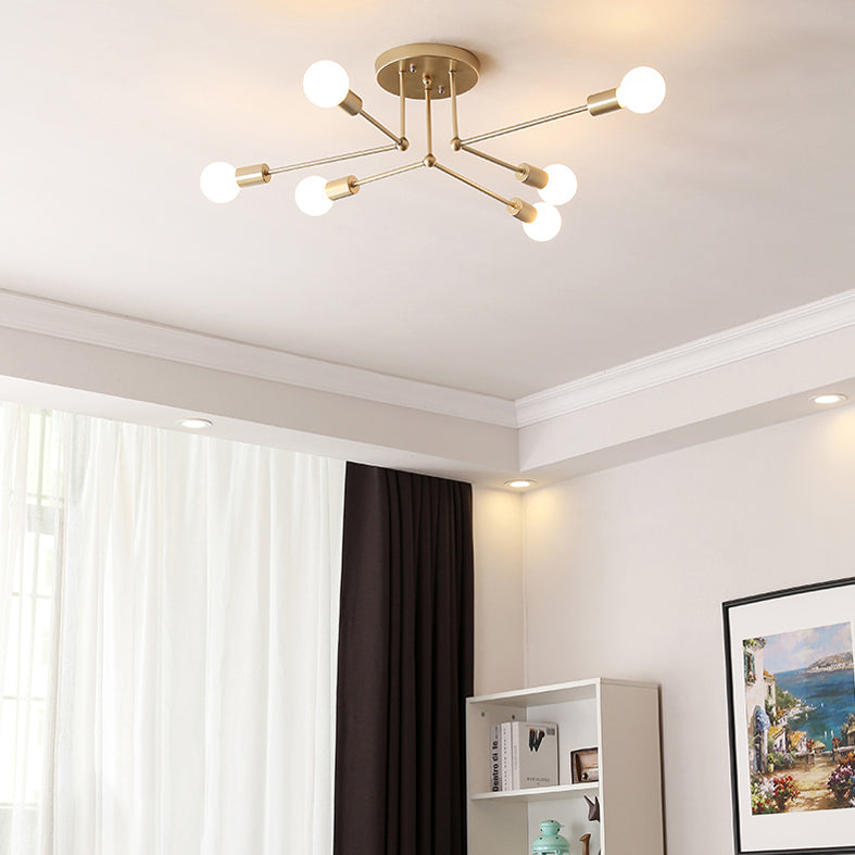 Metaal Modern Semi Flush Mount Verlichting 6 Lichten Sputnik Semi-flush lichte armaturen voor Semi Flush Mount Verlichting
