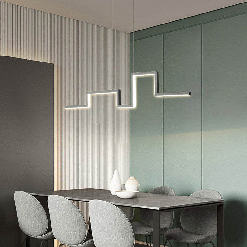Luce a ciondolo a led grigio in ferro battuto in gel di silice in stile conciso moderno luce appesa lineare per sala da pranzo