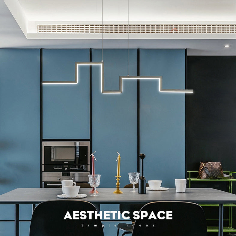 Luce a ciondolo a led grigio in ferro battuto in gel di silice in stile conciso moderno luce appesa lineare per sala da pranzo