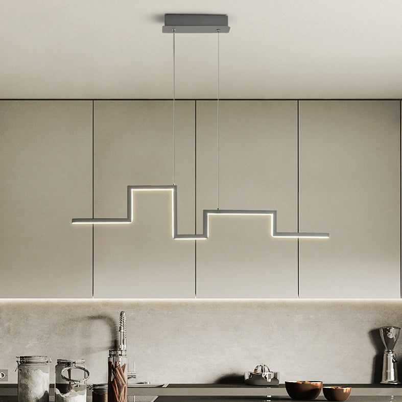 Luce a ciondolo a led grigio in ferro battuto in gel di silice in stile conciso moderno luce appesa lineare per sala da pranzo