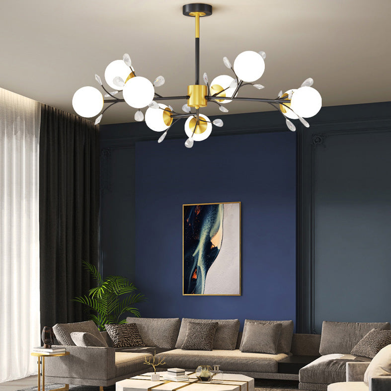 Modern Simplicity Round Ceiling Chandelier Milk Glass Hanging Light for Living Room
