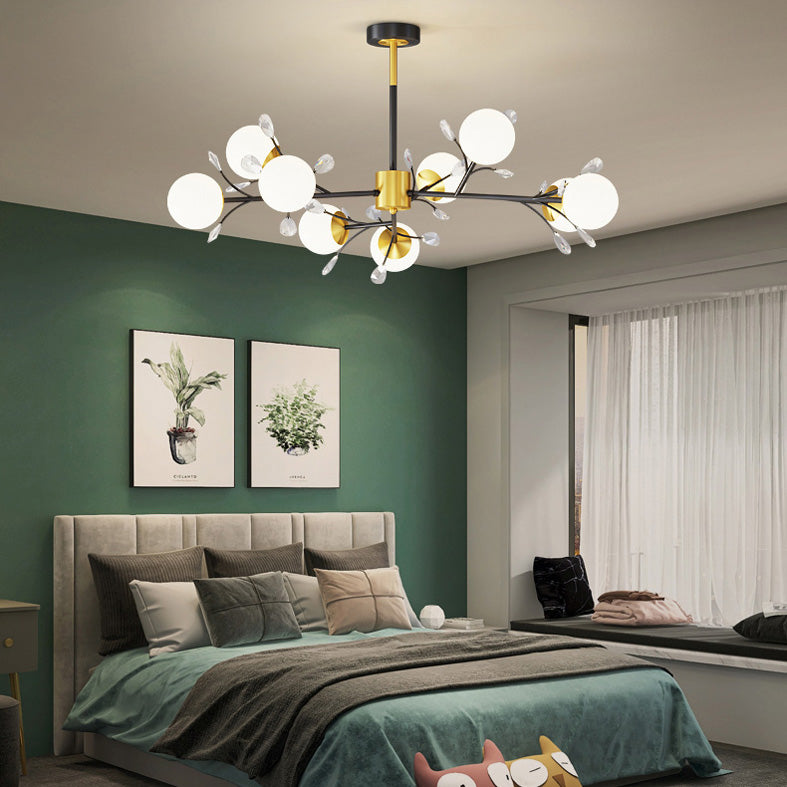 Modern Simplicity Round Ceiling Chandelier Milk Glass Hanging Light for Living Room