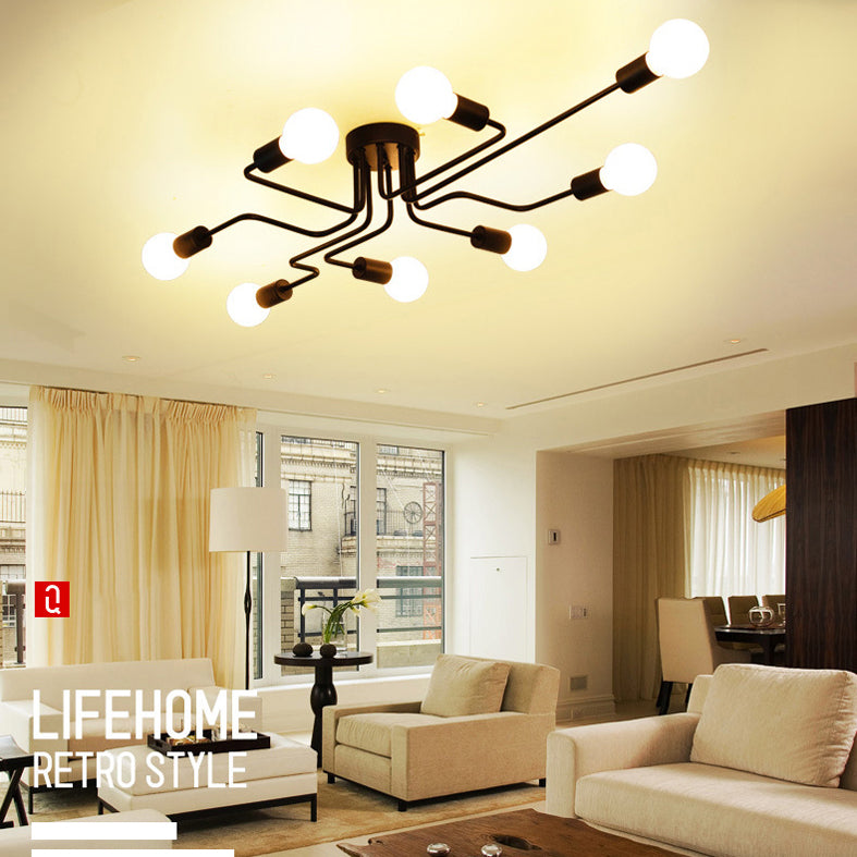 Nordic Ceiling Light Simple Personality Wrought Iron Modern Study Bedroom Living Room Clothing Store Branch Industrial Style Lamps