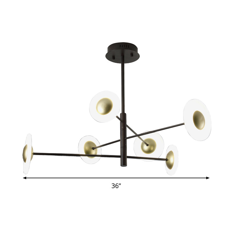 3 Tiers Bedroom Chandelier Lighting Fixture Metal 6 Lights Modern Hanging Pendant Light in Black