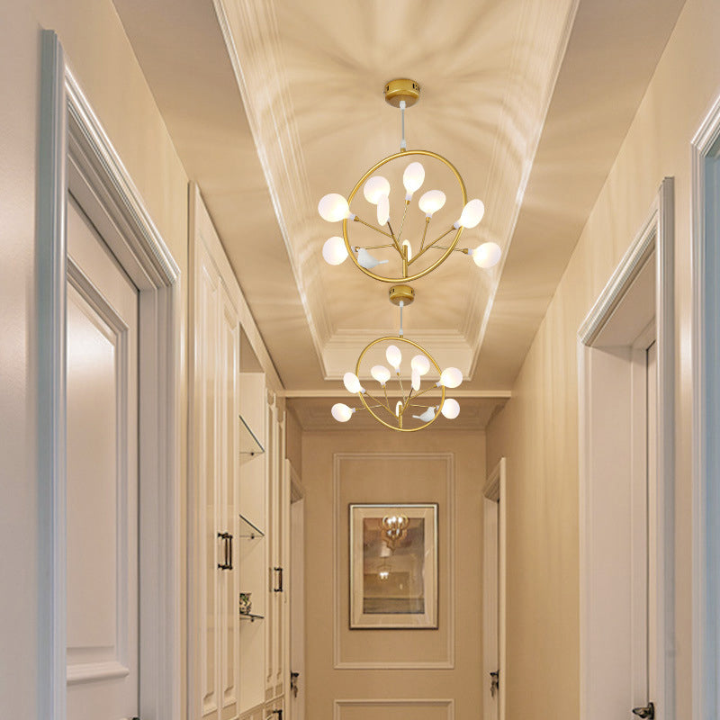 Luz de araña colgante de la rama de latón Kit de luz colgante de metal posmoderno, luz cálida/blanca