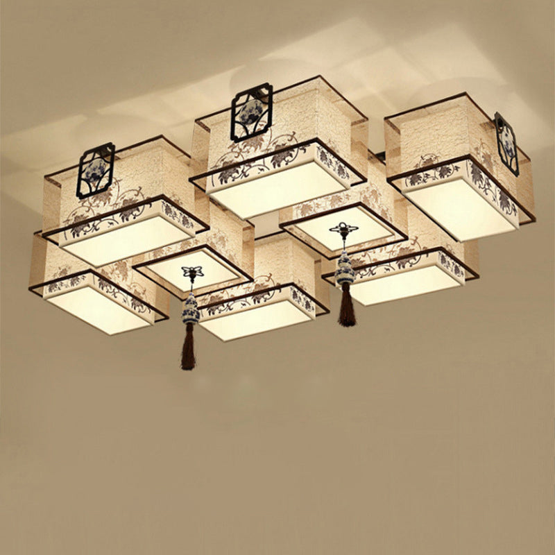 Lámparas de techo empotradas tradicionales de tela de iluminación de montaje empotrado rectangular