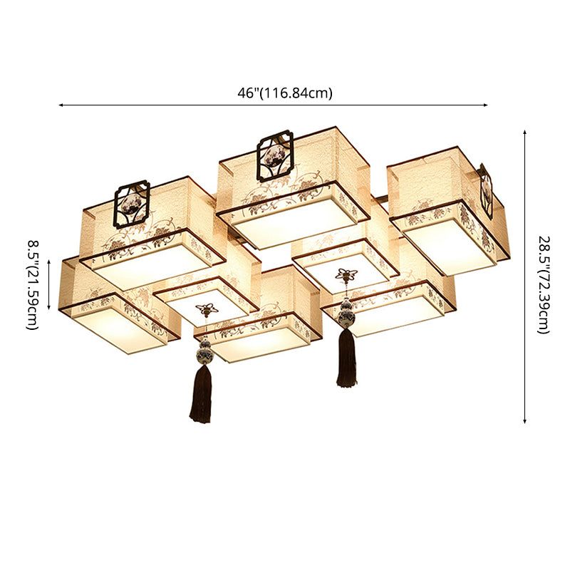 Lámparas de techo empotradas tradicionales de tela de iluminación de montaje empotrado rectangular
