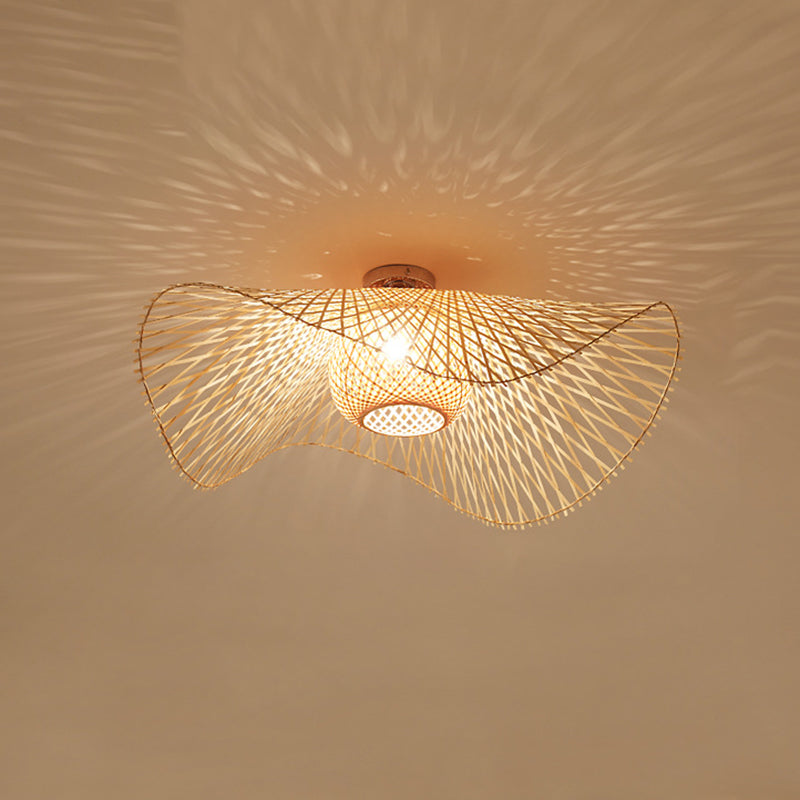 Japanese Twist Semi Flush Mount Lighting Bamboo Semi-Flush Mount Ceiling Light for Living Room