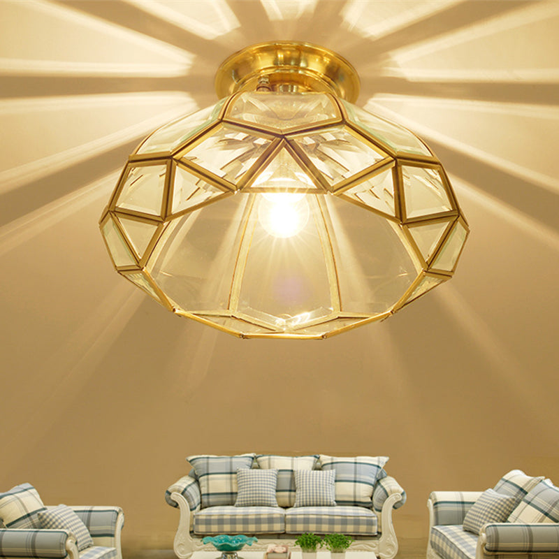 1 Light Traditional Semi Flush Ceiling Light Beveled Translucent Glass Semi Flush Light Fixtures