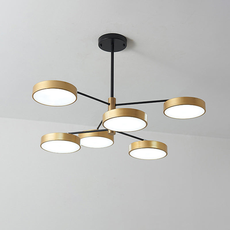 Zweig Wohnzimmer Hanging Deckenleuchte 6 Köpfe Einfacher Stil Anhänger Beleuchtung in Gold/Weiß