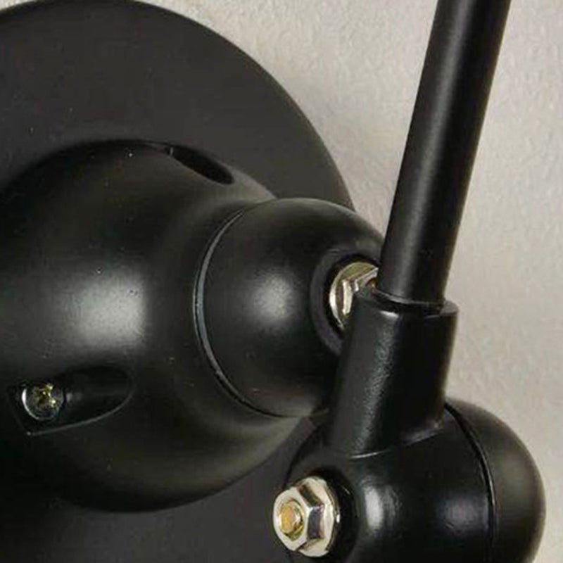 Black Wrought Iron Wall Mount Lamp with Metal Bowl Shade Industrial Style Single Bulb Lighting Fixture for Coffee Shop Bar