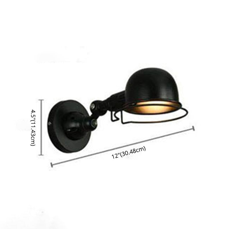 Black schmiedeeisere Wandmontagelampe mit Metallschüssel Schatten Industriestil Einer Glühbirnenbeleuchtung für Coffeeshop Bar