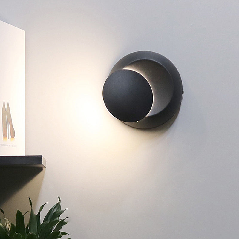 Modern Minimalist Style Rotatable Circular Wall Sconce Lighting Metal Wall Light
