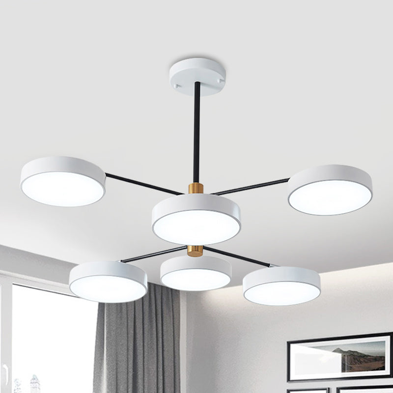 Zweig Wohnzimmer Hanging Deckenleuchte 6 Köpfe Einfacher Stil Anhänger Beleuchtung in Gold/Weiß