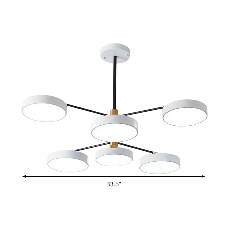 Zweig Wohnzimmer Hanging Deckenleuchte 6 Köpfe Einfacher Stil Anhänger Beleuchtung in Gold/Weiß