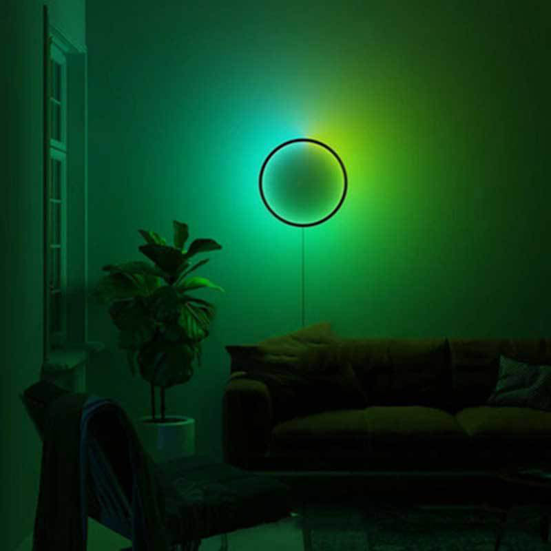Hedendaags minimalisme Ronde Led Wall Lamp RGB Ambiance Decoratief wandgemonteerd licht in zwart