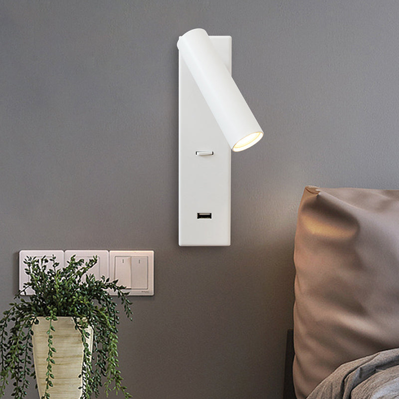 Nordic Minimalism Bedside LED Reading Lamp 350° Rotatable Spotlight Wall Sconce with Switch