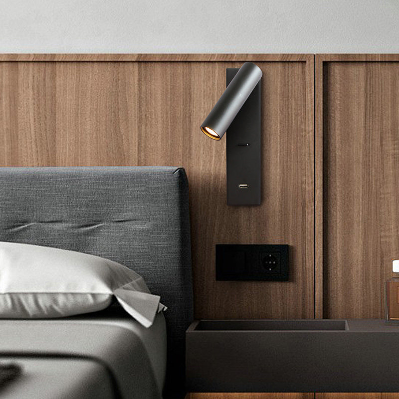 Nordic Minimalism Bedside LED Reading Lamp 350° Rotatable Spotlight Wall Sconce with Switch