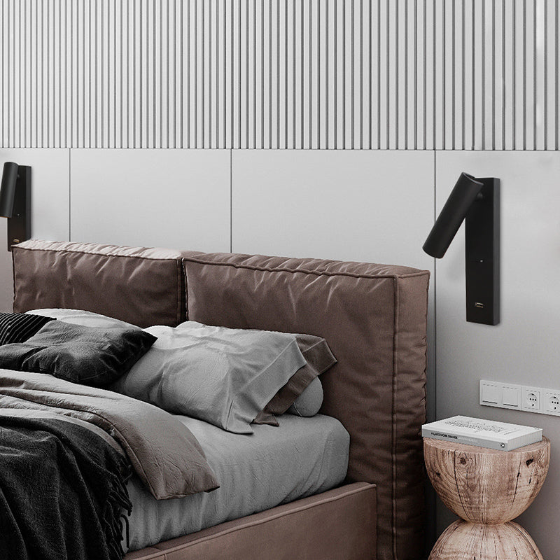 Nordic Minimalism Bedside LED Reading Lamp 350° Rotatable Spotlight Wall Sconce with Switch