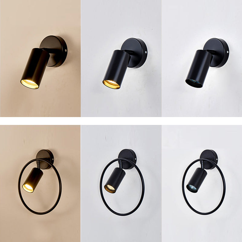 Cylindrical Metal Spotlight Wall Sconce Nordic Style Simplicity Bedside Reading Light for Bedroom