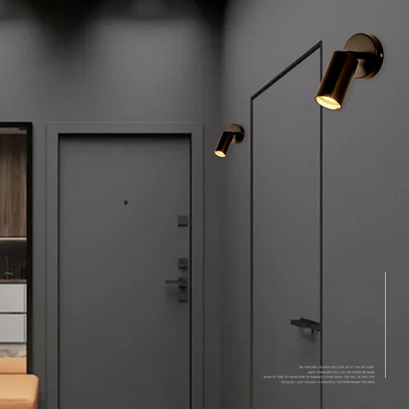Cylindrical Metal Spotlight Wall Sconce Nordic Style Simplicity Bedside Reading Light for Bedroom