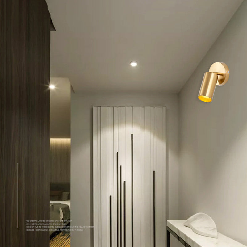 Cylindrical Metal Spotlight Wall Sconce Nordic Style Simplicity Bedside Reading Light for Bedroom