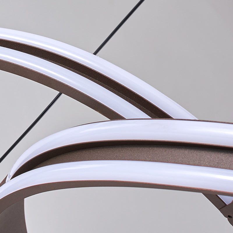 Kaffee nahtlose Kurve Kronleuchter Lampe zeitgenössische Metall LED -Pendellicht, warmes/weißes Licht