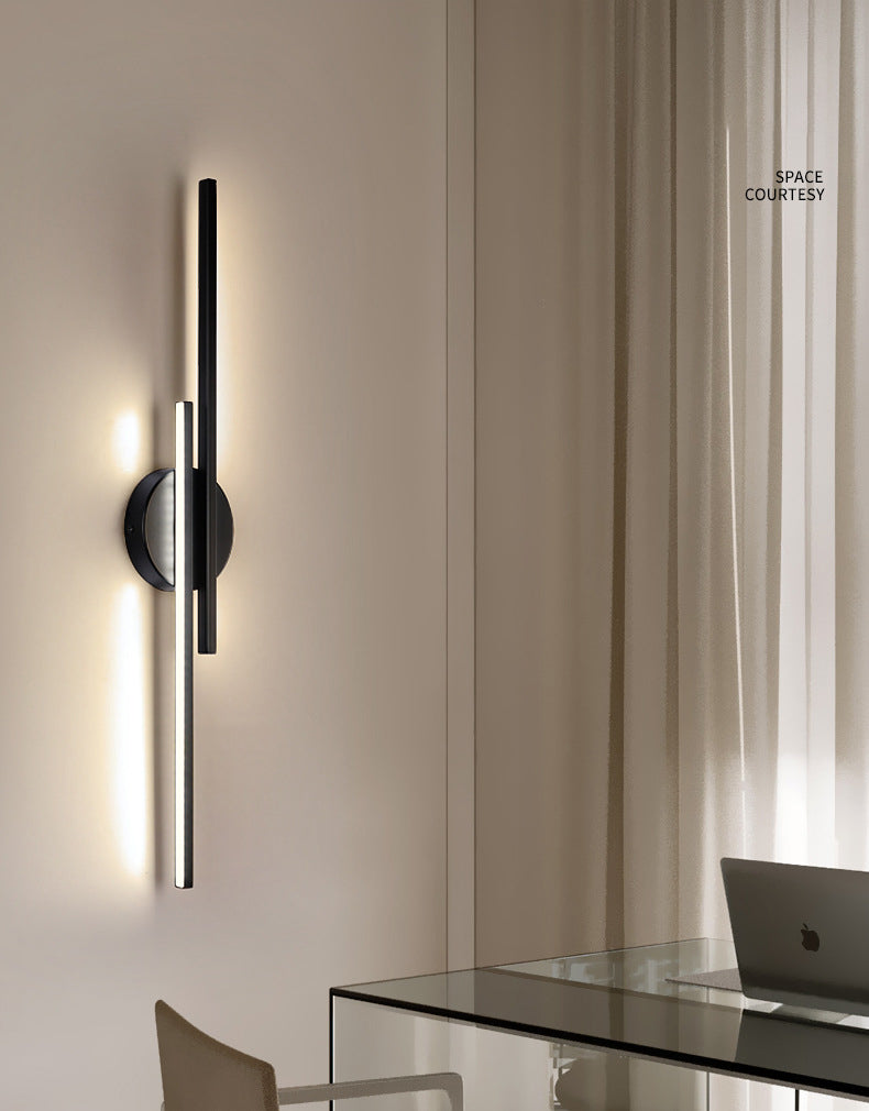 Modern Minimalist Style Linear Sconce Light Fixtures Metal 2 Lights Wall Lighting