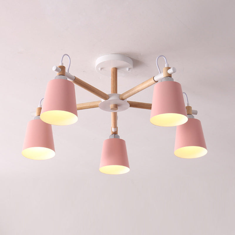 Shaded Hanging Chandelier Simplistic Metal Pendant Lighting Fixture for Living Room