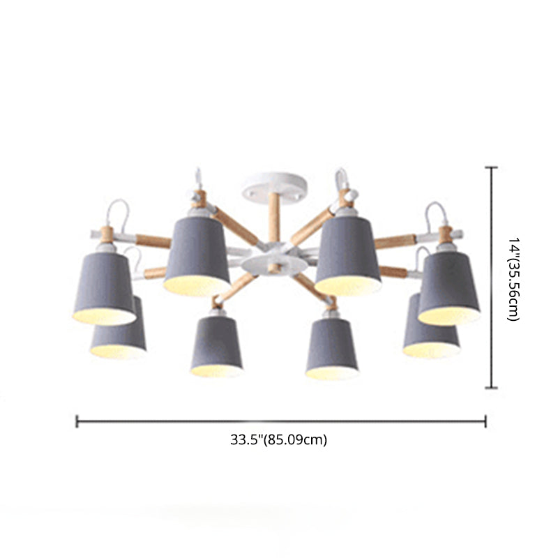 Shaded Hanging Chandelier Simplistic Metal Pendant Lighting Fixture for Living Room