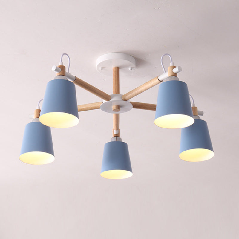 Shaded Hanging Chandelier Simplistic Metal Pendant Lighting Fixture for Living Room