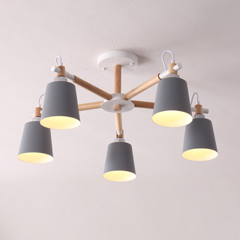 Shaded Hanging Chandelier Simplistic Metal Pendant Lighting Fixture for Living Room