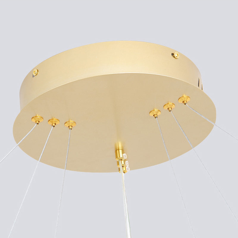 Aluminium Gold LED Hanging Lamp in Modern Luxury Style Circular Acrylic Chandelier for Living Room