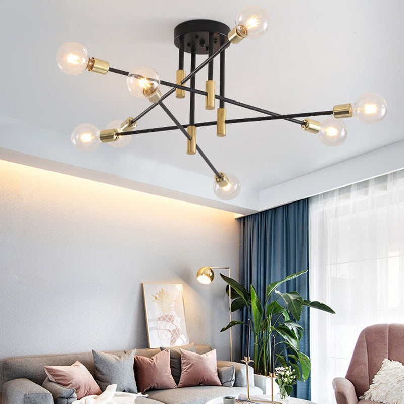 Sputnik Metal Semi Flush Ceiling Lights Modern Living Room Semi Flush Mount Light Fixture