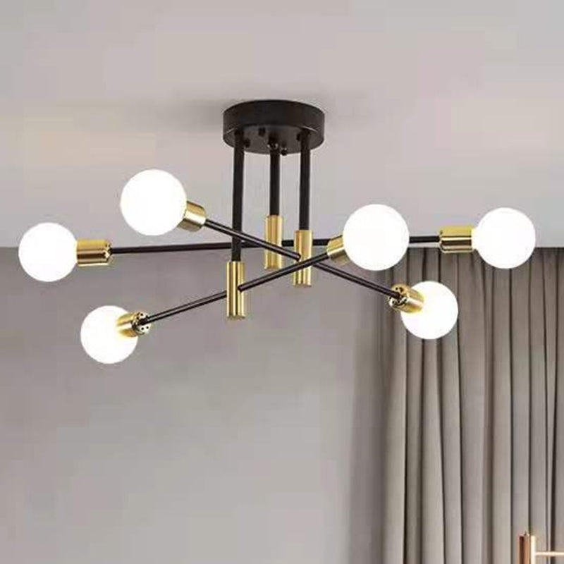 Sputnik Metal Semi Flush Ceiling Lights Modern Living Room Semi Flush Mount Light Fixture