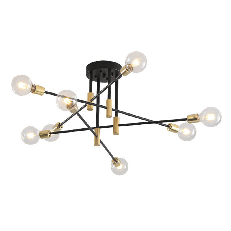 Sputnik Metal Semi Flush Ceiling Lights Modern Living Room Semi Flush Mount Light Fixture