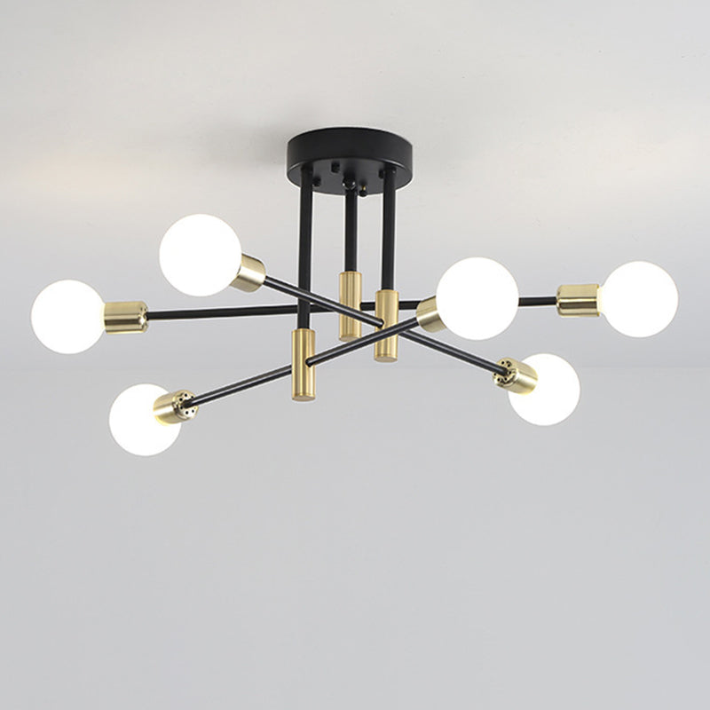 Sputnik Metal Semi Flush Ceiling Lights Modern Living Room Semi Flush Mount Light Fixture